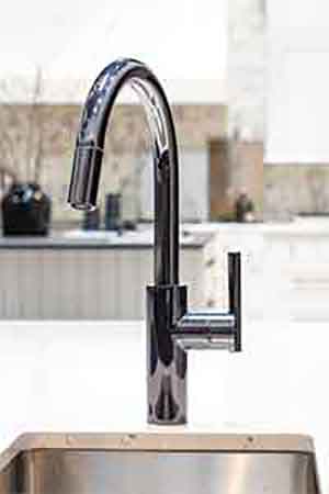 Newport Brass 1500-5103/10 Satin Bronze (PVD) East Linear Kitchen Faucet  with Metal Lever Handle and Pull-down Spray